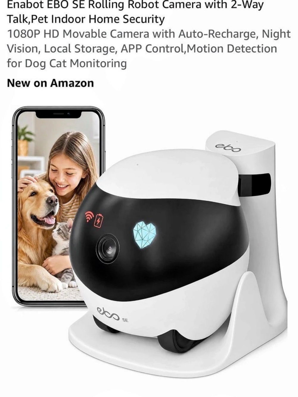 Enabot EBO SE Rolling Robot Camera Rolling Robot Pet Camera 1080p HD
